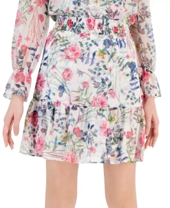 INC International Concepts Women's Floral Print Smocked Mini Skirt, Created For Macy's -Sam Edelman Shop 22784057 fpx