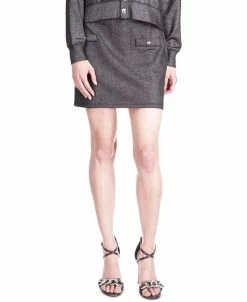 Michael Kors Women's Heathered Button-Trimmed Mini Skirt