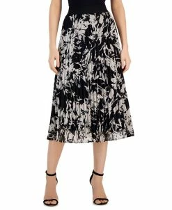Alfani Women's Floral-Print Pleated Pull-On Midi Skirt, Created For Macy's