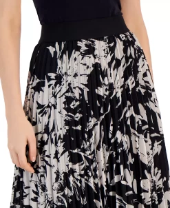 Alfani Women's Floral-Print Pleated Pull-On Midi Skirt, Created For Macy's -Sam Edelman Shop 22792981 fpx