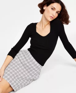Bar III Women's Tweed Pencil Skirt, Created For Macy's -Sam Edelman Shop 22803108 fpx