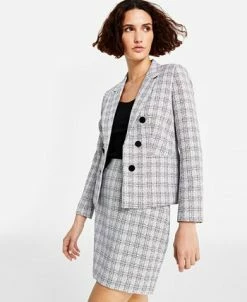 Bar III Women's Tweed Faux Double-Breasted Blazer, Created For Macy's -Sam Edelman Shop 22803159 fpx
