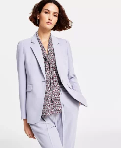 Bar III Women's Textured Crepe Single-Button Blazer, Created For Macy's -Sam Edelman Shop 22803169 fpx