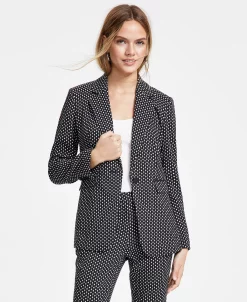 Bar III Women's Patterned Jacquard One-Button Blazer, Created For Macy's -Sam Edelman Shop 22803235 fpx