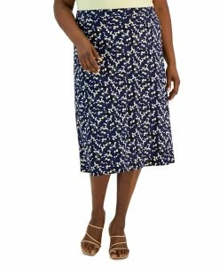 Kasper Plus Size Pull-On Midi Skirt
