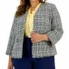 Kasper Plus Size Tweed Fringe-Trim Open-Front Blazer -Sam Edelman Shop 22803940 fpx