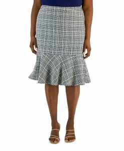 Kasper Plus Size Tweed Flounce Skirt