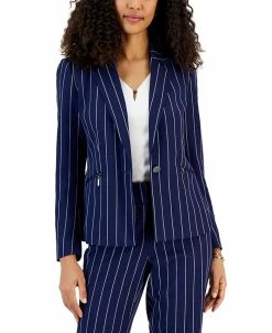 Kasper Women's Pinstriped Zip-Pocket Blazer