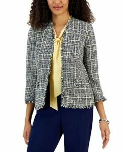Kasper Women's Tweed 3/4-Sleeve Open-Front Blazer -Sam Edelman Shop 22813366 fpx