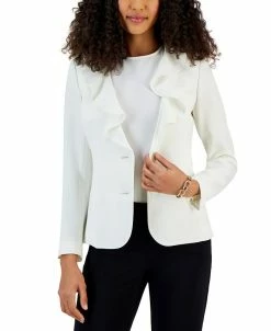 Kasper Women's Ruffled Two-Button Long-Sleeve Jacket