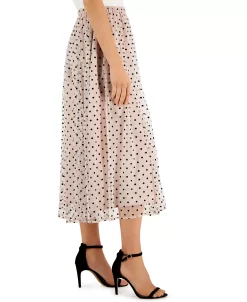 Anne Klein Women's Polka Dot-Mesh Pull-On A-Line Skirt -Sam Edelman Shop 22837358 fpx