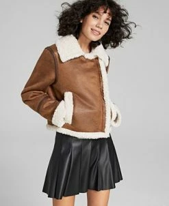 Sam Edelman Women's Faux-Shearling Moto Coat -Sam Edelman Shop 22851271 fpx