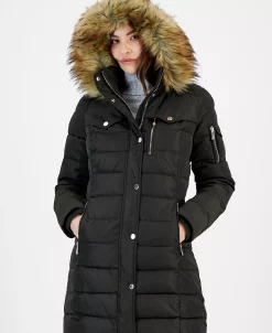 Michael Kors Women's Faux-Fur-Trim Hooded Puffer Coat, Created For Macy's -Sam Edelman Shop 22854469 fpx