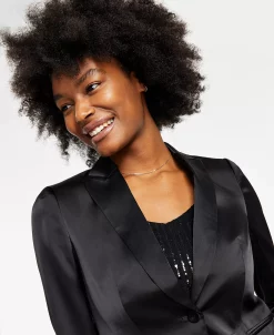 Anne Klein Women's Satin One-Button Peak-Lapel Jacket -Sam Edelman Shop 22905446 fpx