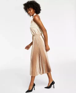 Anne Klein Women's Pleated Pull-On Midi Skirt -Sam Edelman Shop 22907572 fpx