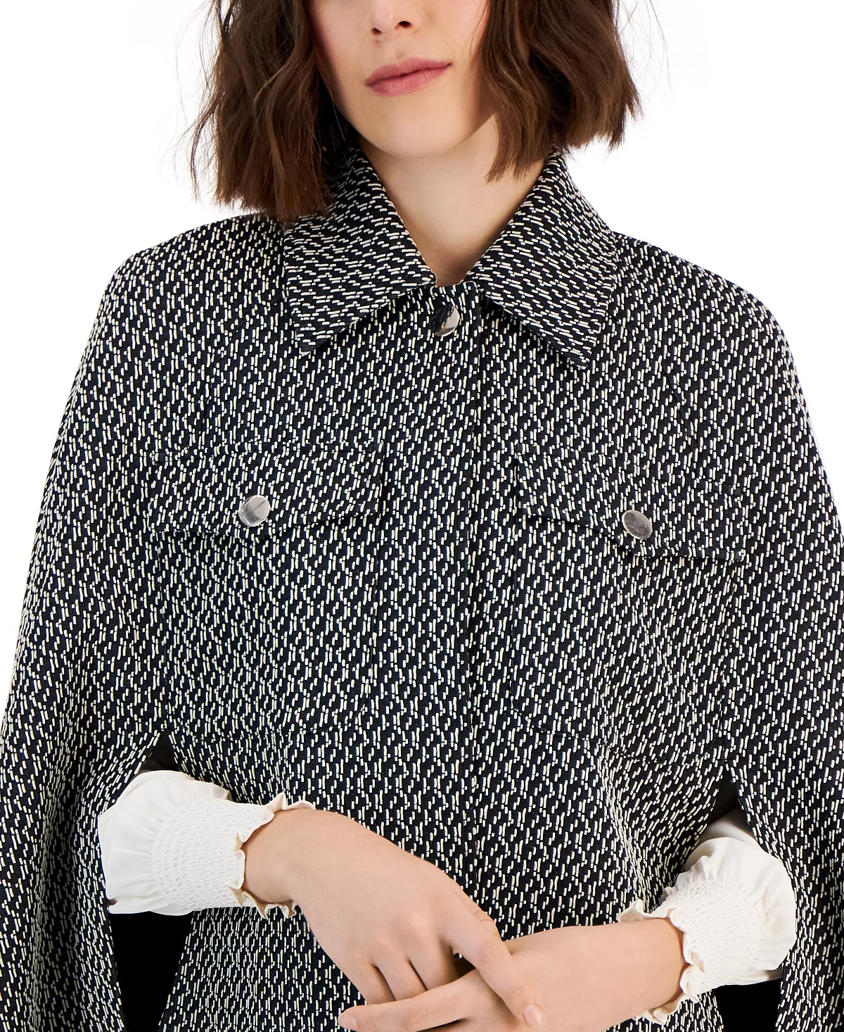 Anne Klein Women's Jacquard-Knit Cape-Sleeve Jacket 5 Anne Klein Women's Jacquard-Knit Cape-Sleeve Jacket - Image 3