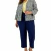 Kasper Plus Size Tie-Neck Top, Tweed Blazer & Straight-Leg Pants