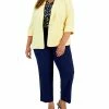 Kasper Plus Size Twist-Neck Top, One-Button Blazer & Straight-Leg Pants