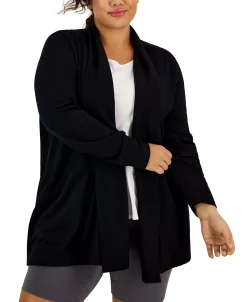 ID Ideology Plus Size Open-Front Shawl-Lapel Cardigan, Created For Macy's -Sam Edelman Shop 22935960 fpx