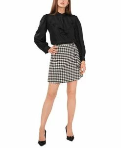 Vince Camuto Women's Faux-Button Houndstooth Mini Skirt -Sam Edelman Shop 22947755 fpx