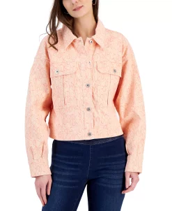 INC International Concepts Women's Snake-Print Denim Jacket, Created For Macy's -Sam Edelman Shop 22980284 fpx