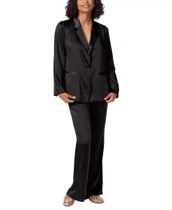 Sam Edelman Women's Lyra Belted Notched-Collar Satin Blazer -Sam Edelman Shop 22980719 fpx
