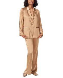 Sam Edelman Women's Lyra Belted Notched-Collar Satin Blazer -Sam Edelman Shop 22980725 fpx