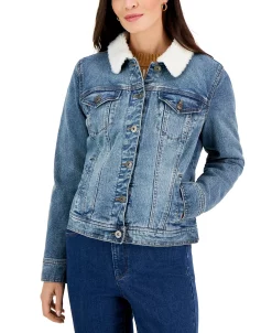 Style & Co Women's Sherpa-Collar Jean Jacket, Created For Macy's -Sam Edelman Shop 22981671 fpx