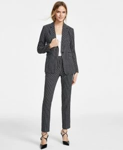 Bar III Women's One-Button Blazer, Square Neck Sweater & Ankle Pants, Created For Macy's