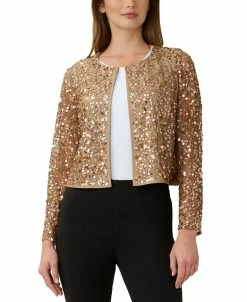Adrianna Papell Women's Sequined Collarless Jacket