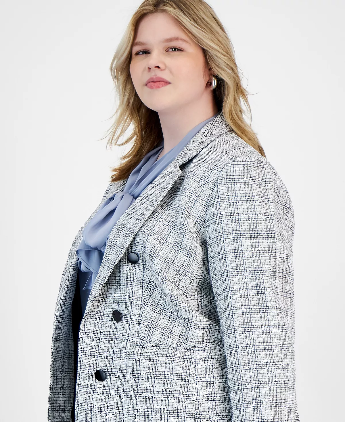 Bar III Plus Size Faux Double Breasted Blazer, Created For Macy's 5 Bar III Plus Size Faux Double Breasted Blazer, Created For Macy's - Image 3