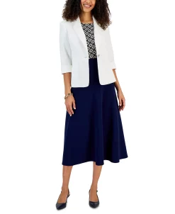 Kasper Women's Single-Button Notched Collar Rolled Sleeve Blazer 10 Kasper Women's Single-Button Notched Collar Rolled Sleeve Blazer -Sam Edelman Shop 23023525 fpx