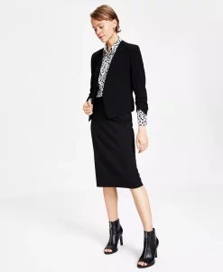 Bar III Women's Textured Crepe Scrunch-Sleeve Blazer, Created For Macy's -Sam Edelman Shop 23035129 fpx