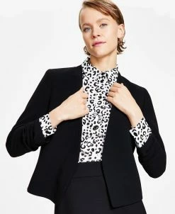 Bar III Women's Textured Crepe Scrunch-Sleeve Blazer, Created For Macy's