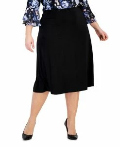 Kasper Plus Size Pull-On Knit Midi Skirt