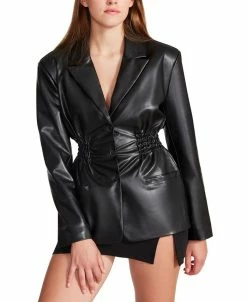 Steve Madden Vegan Leather Frida Smocked Waist Jacket