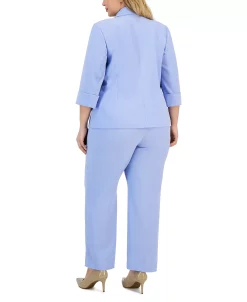 Kasper Plus Size Stretch Crepe Jacket, Cowlneck Top & Elastic-Back Pants -Sam Edelman Shop 23149704 fpx
