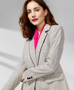 Anne Klein Women's Plaid Notched-Collar Blazer -Sam Edelman Shop 23151400 fpx