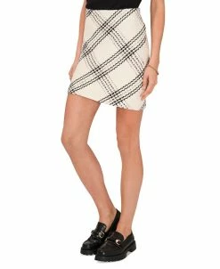 Vince Camuto Women's Textured Plaid Side-Zip Mini Skirt