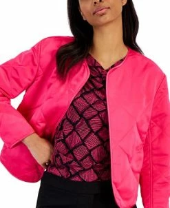 Anne Klein Women's Diamond-Quilted Collarless Jacket -Sam Edelman Shop 23206707 fpx