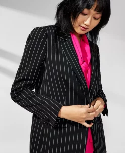 Anne Klein Women's Pinstripe Notched-Collar Jacket -Sam Edelman Shop 23275158 fpx