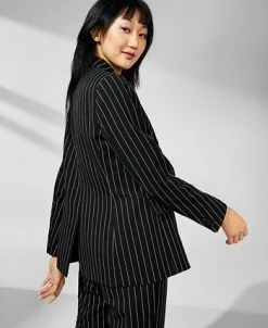 Anne Klein Women's Pinstripe Notched-Collar Jacket -Sam Edelman Shop 23275159 fpx