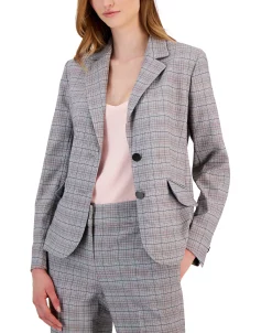 Kasper Women's Plaid Two-Button Notch-Collar Jacket -Sam Edelman Shop 23314628 fpx