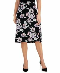 Kasper Women's Floral-Print Pull-On Midi Flare Skirt