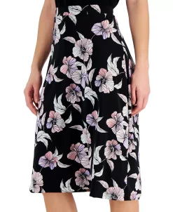 Kasper Women's Floral-Print Pull-On Midi Flare Skirt -Sam Edelman Shop 23314717 fpx