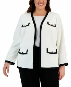 Kasper Plus Size Framed Four-Pocket Jacket