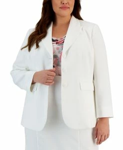 Kasper Plus Size Three-Button Peak Lapel Jacket