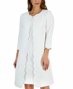Kasper Women's Collarless Scallop-Trim Open-Front Jacket Topper