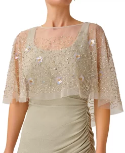 Adrianna Papell Women's Petal Beaded Cape