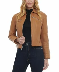 Michael Kors Women's Leather Trucker Jacket